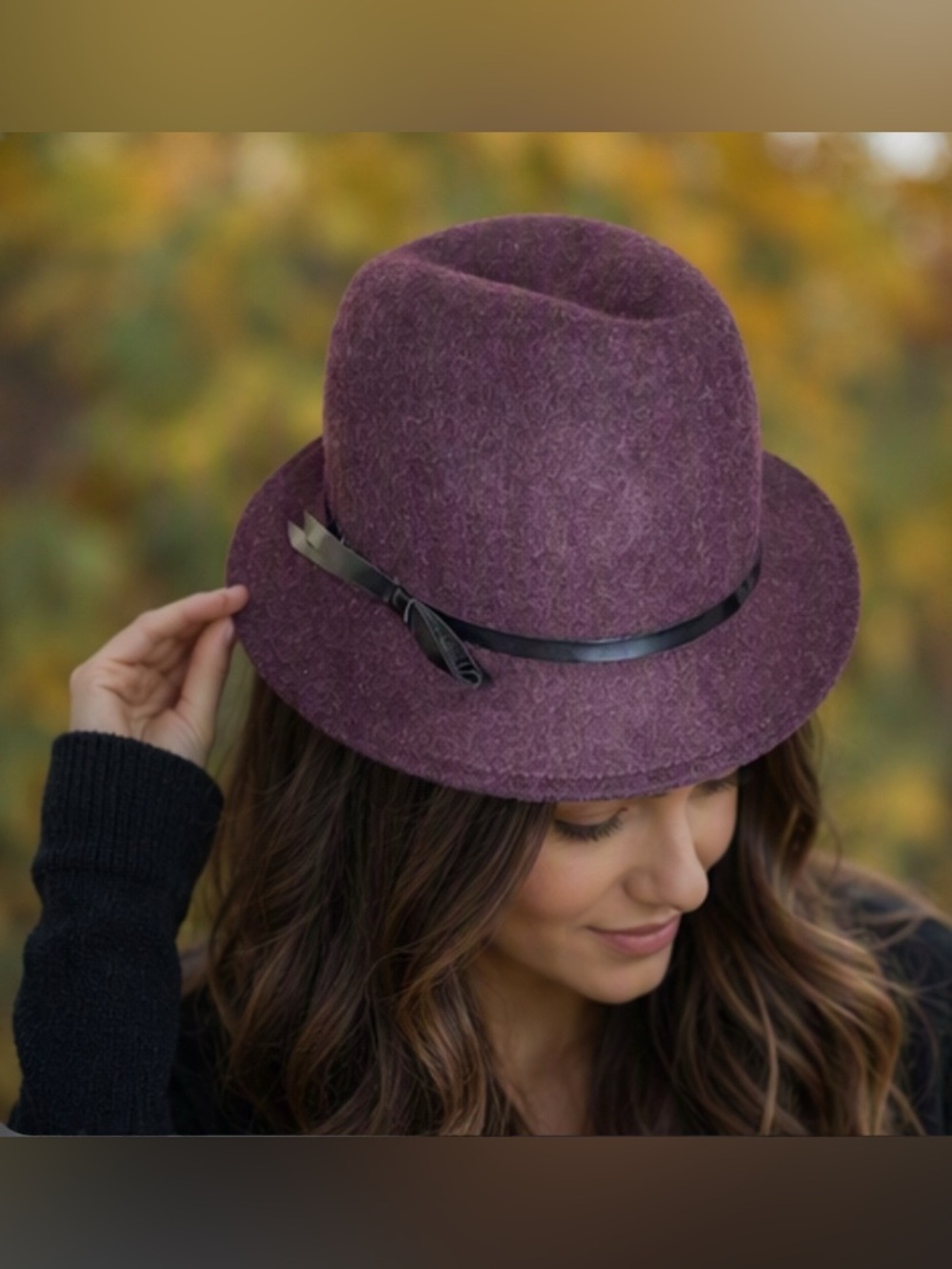 🌷 Juicy Couture 🌷 100% Wool Vintage Dark Purple Mauve Hat